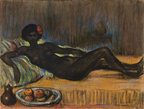 Masseïda nue allongée sur un divan
