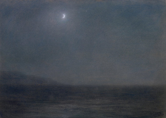 Night Landscape with Sky and Crescent Moon