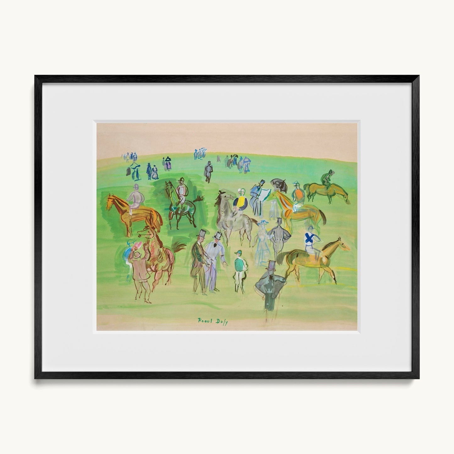 Chevaux et Jockeys sur la pelouse