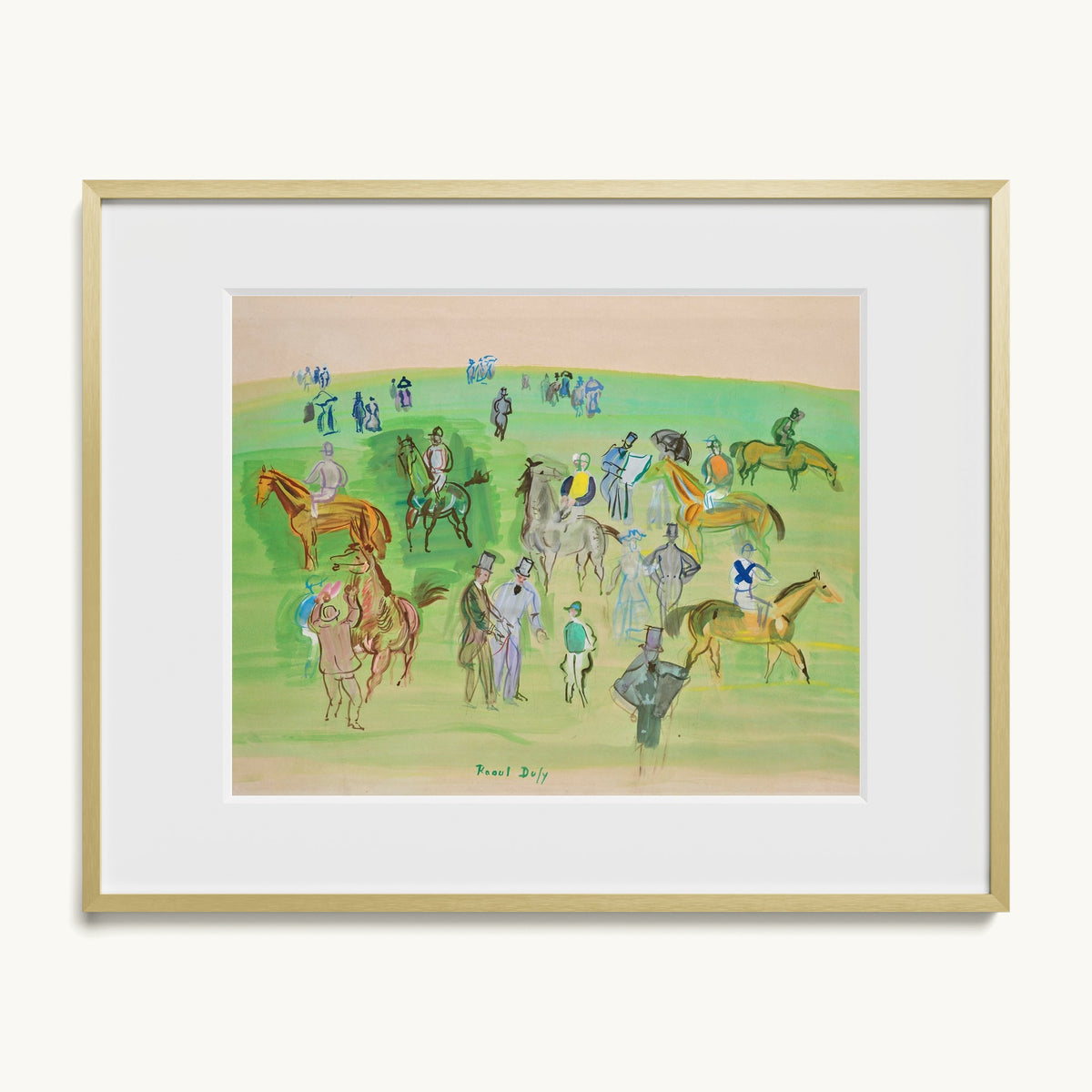 Chevaux et Jockeys sur la pelouse