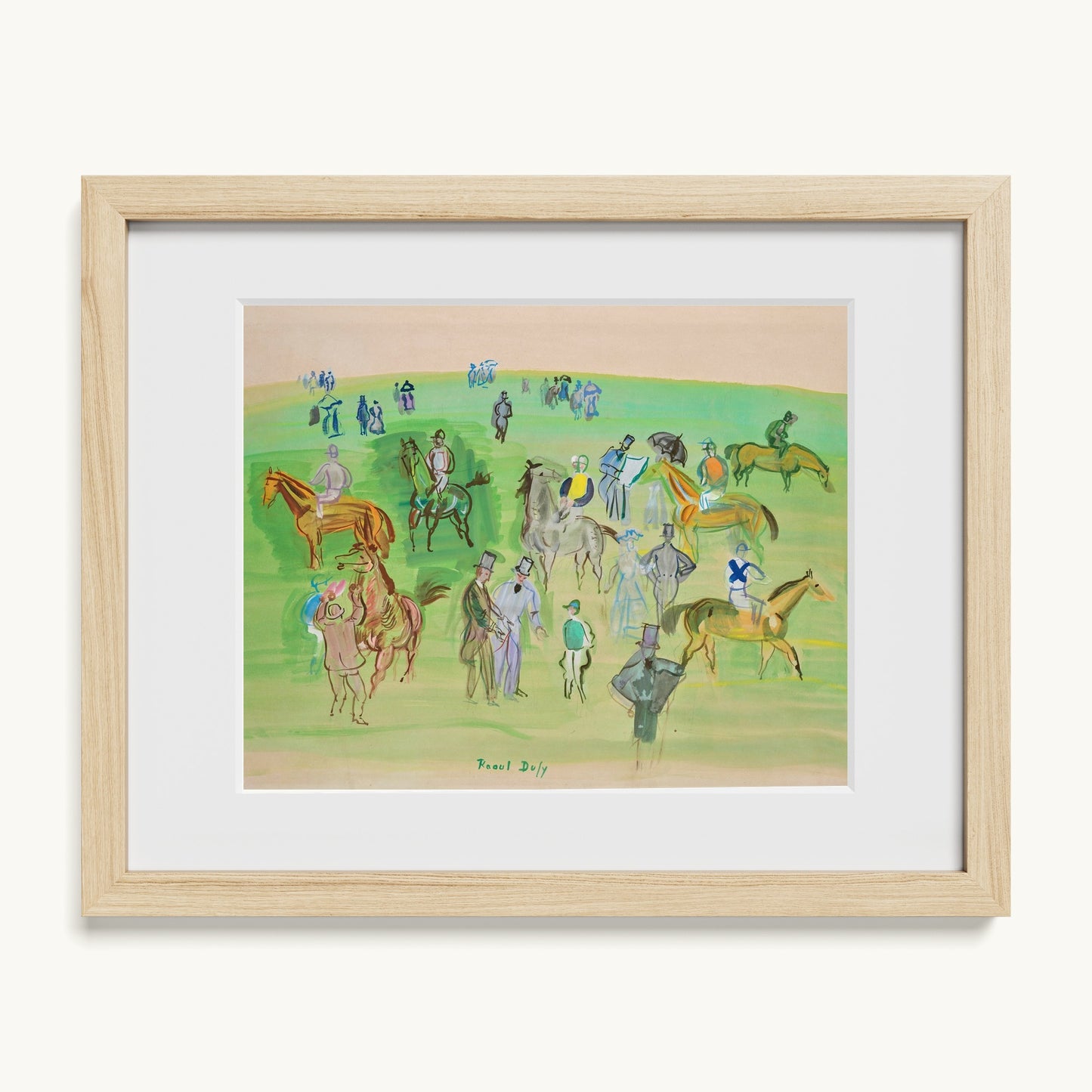 Chevaux et Jockeys sur la pelouse