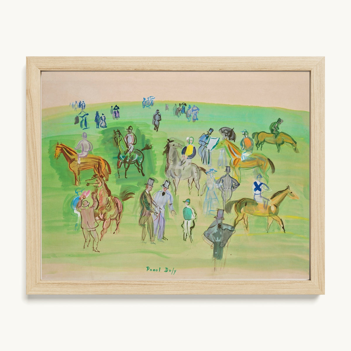 Chevaux et Jockeys sur la pelouse