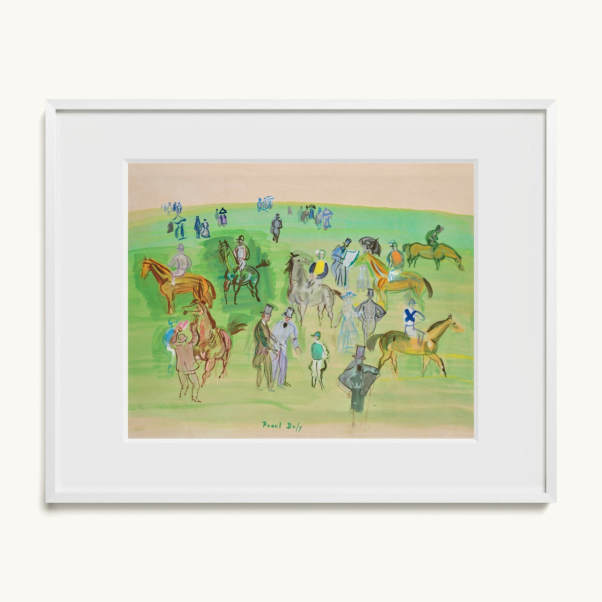 Chevaux et Jockeys sur la pelouse