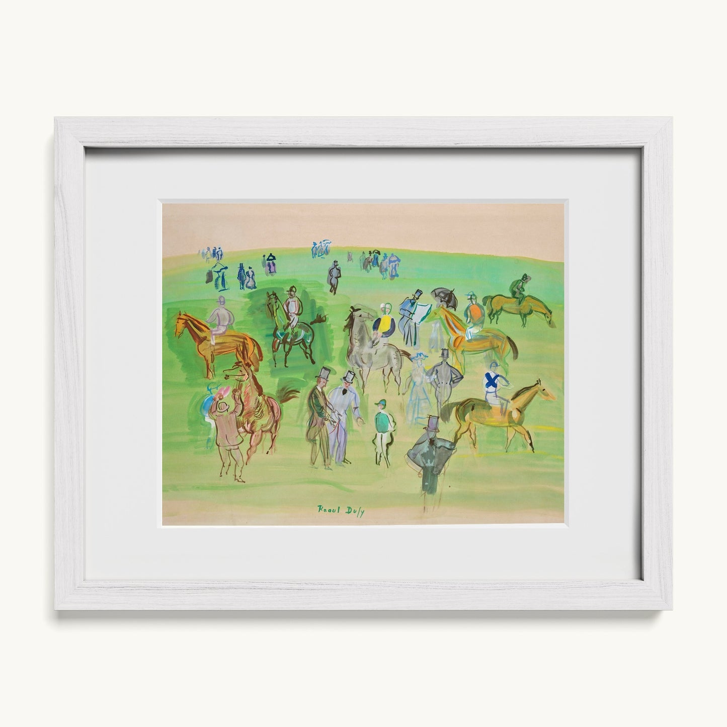Chevaux et Jockeys sur la pelouse