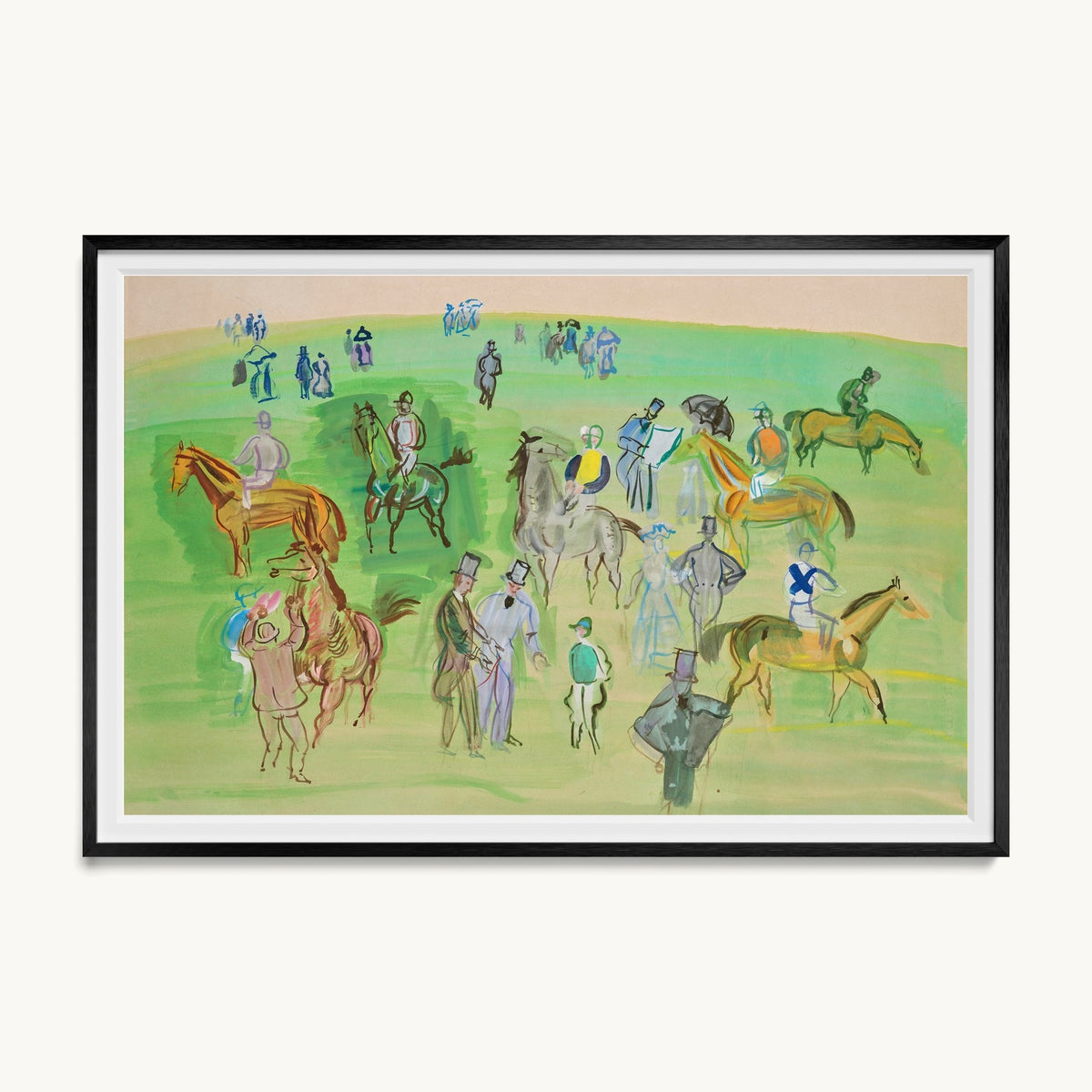 Chevaux et Jockeys sur la pelouse