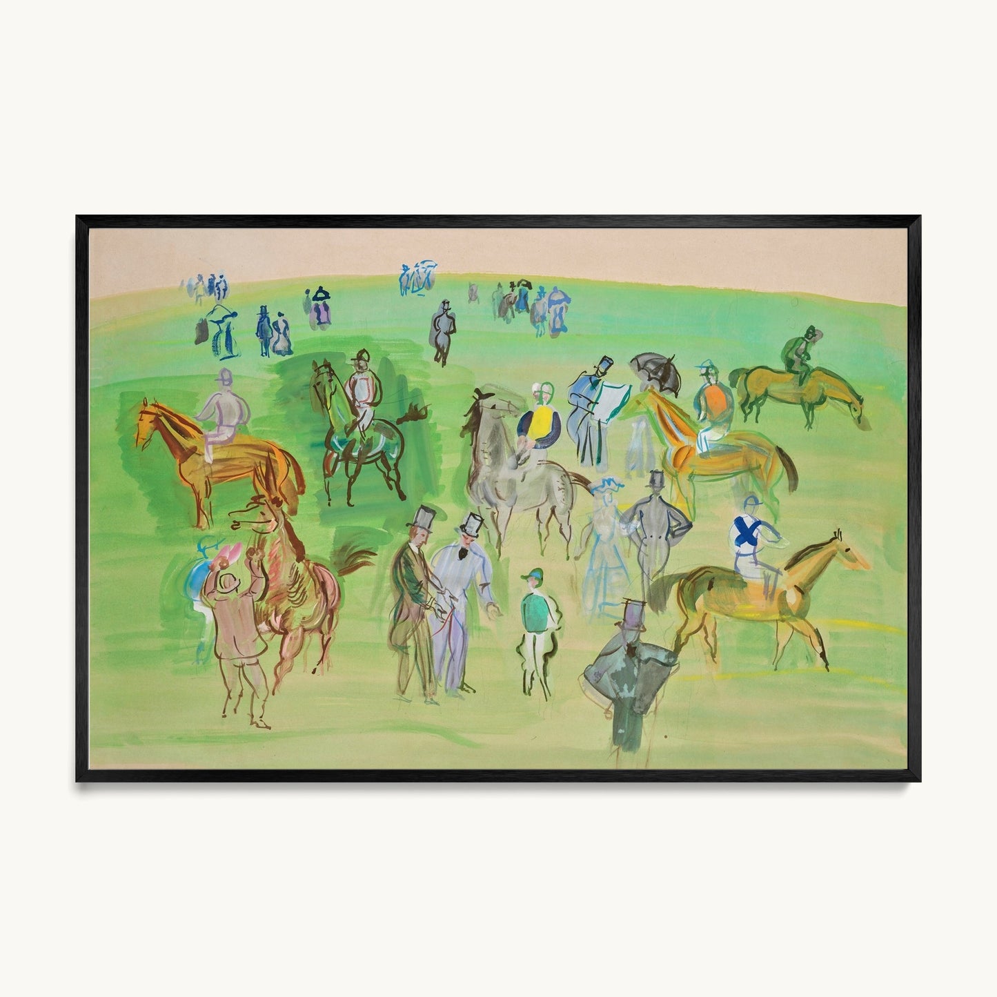 Chevaux et Jockeys sur la pelouse