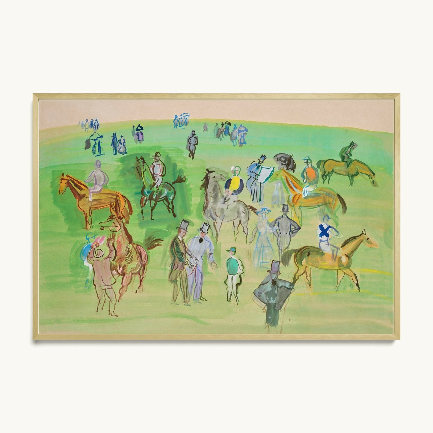 Chevaux et Jockeys sur la pelouse