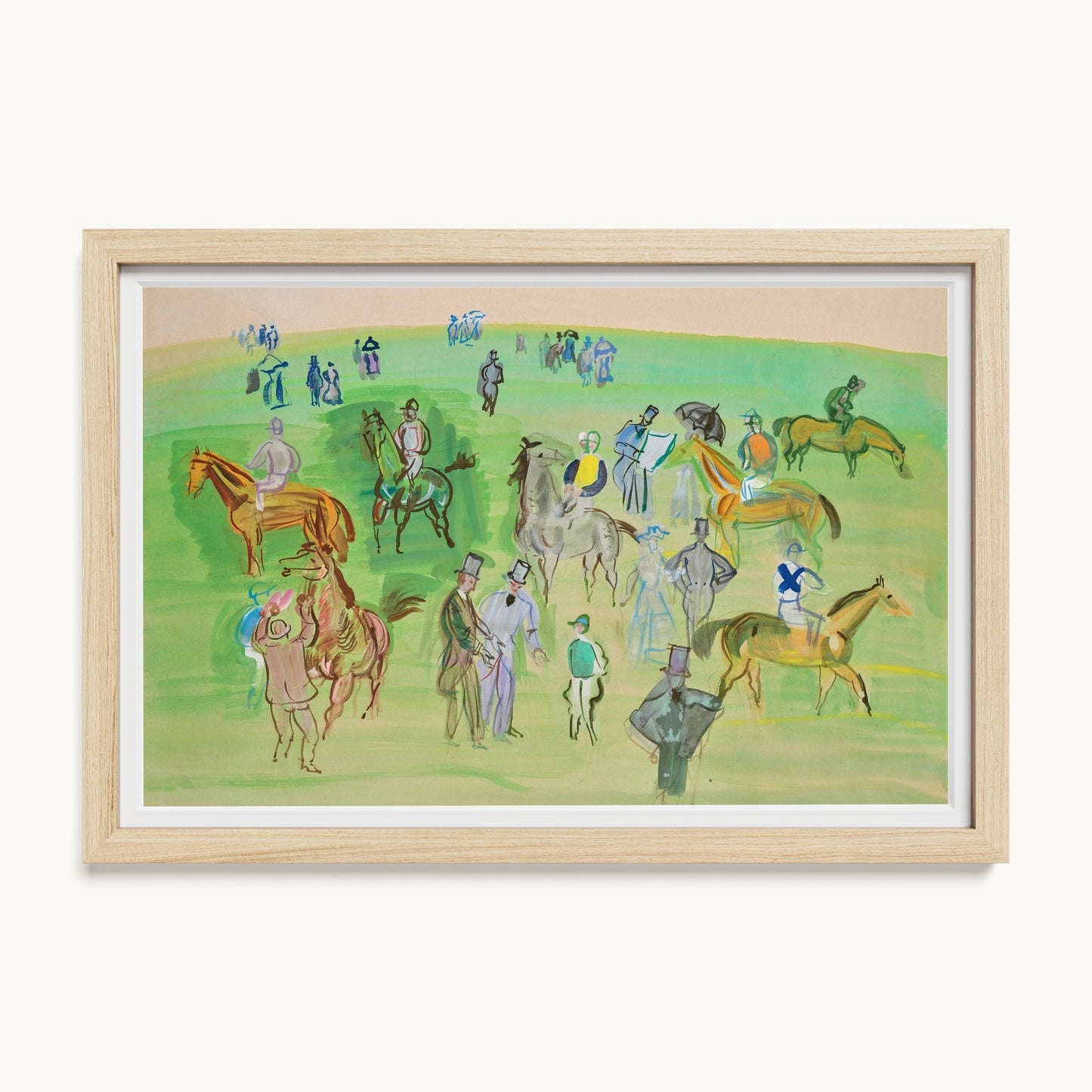 Chevaux et Jockeys sur la pelouse