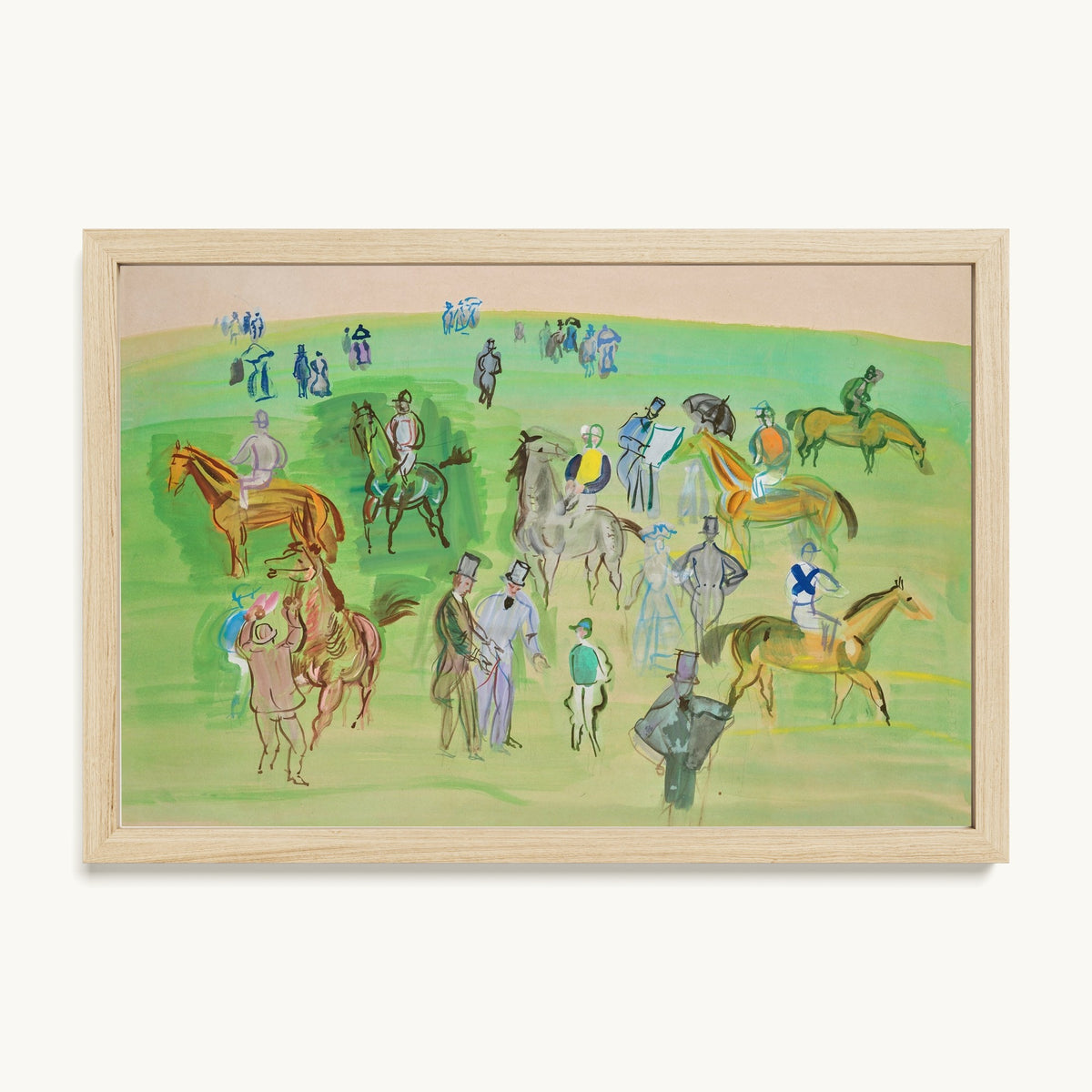Chevaux et Jockeys sur la pelouse