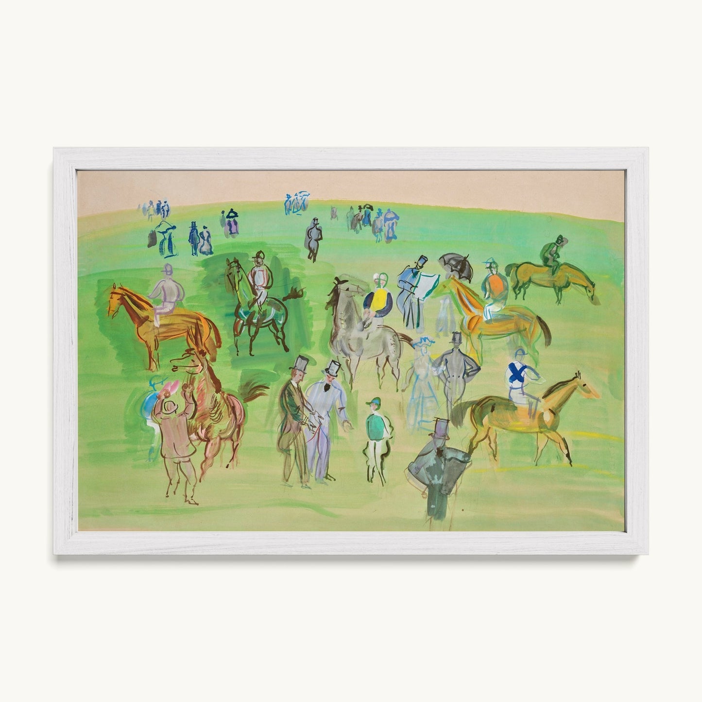 Chevaux et Jockeys sur la pelouse