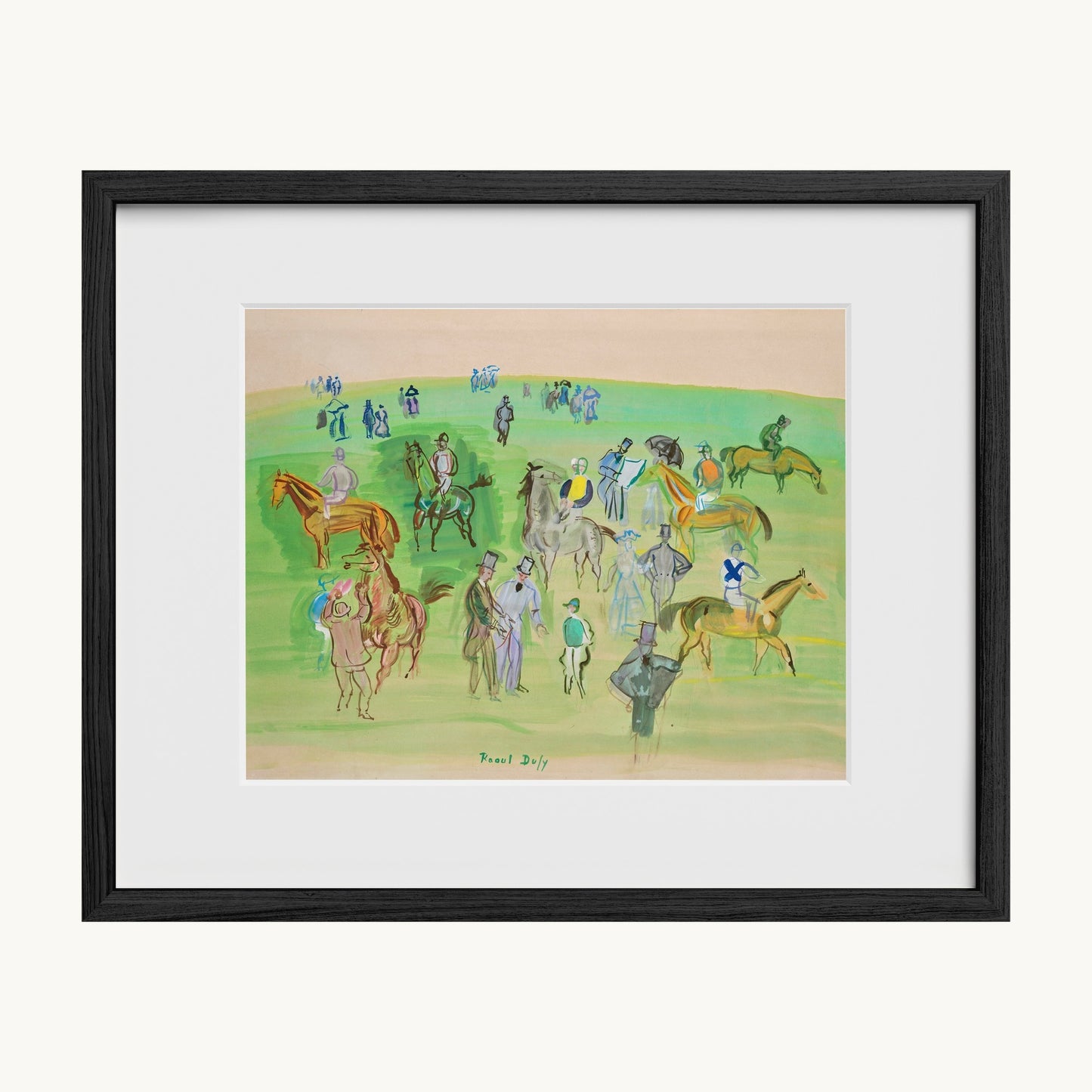 Chevaux et Jockeys sur la pelouse