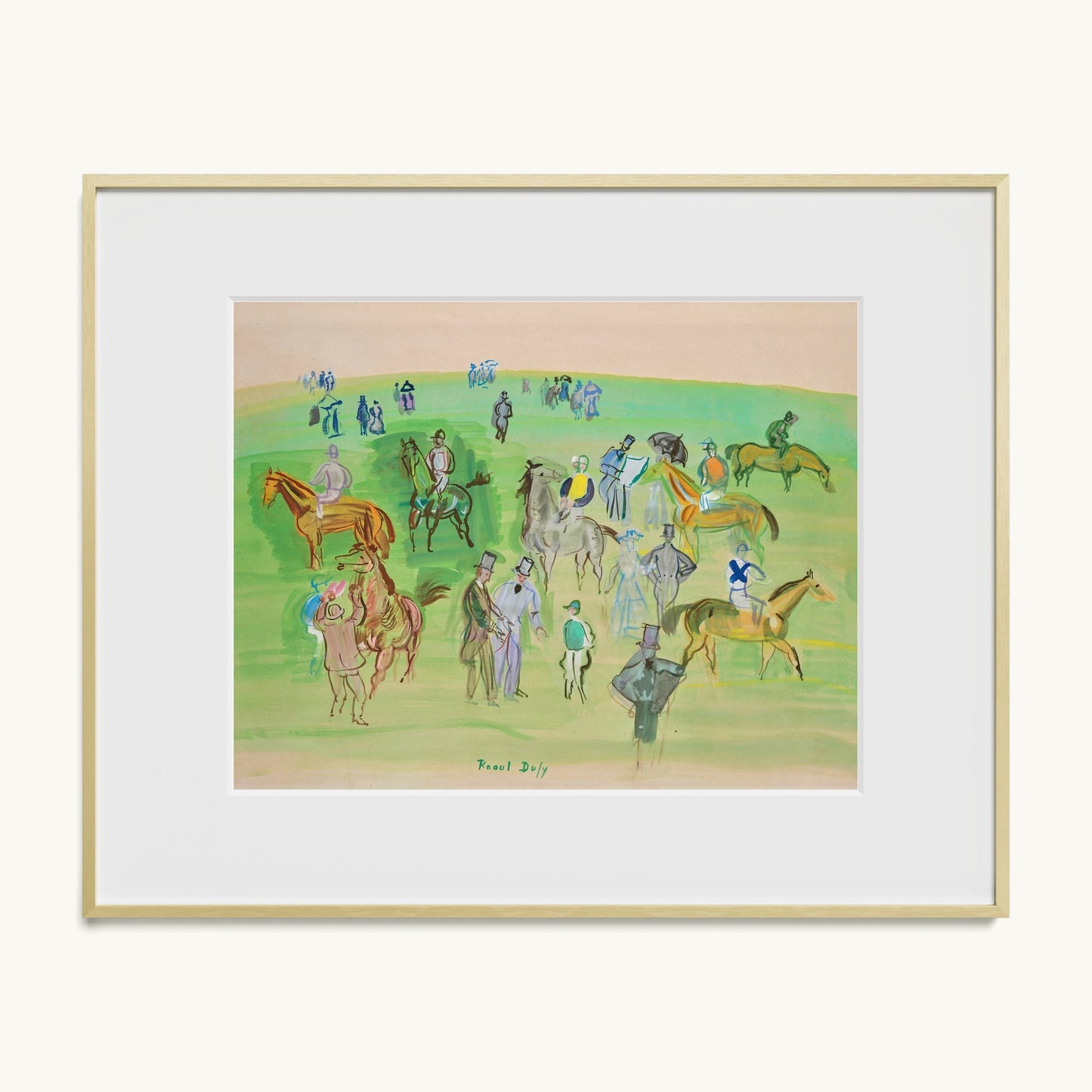 Chevaux et Jockeys sur la pelouse