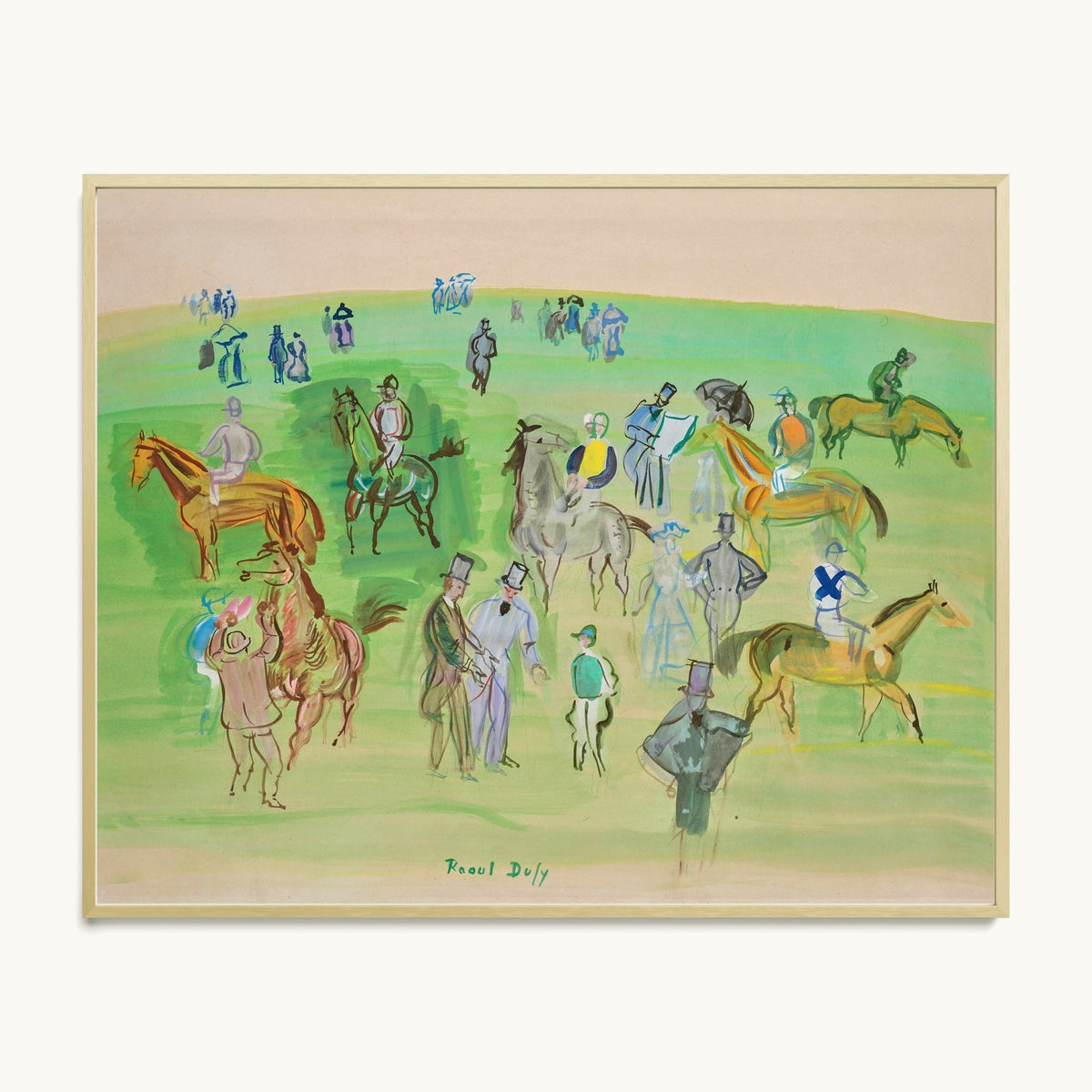 Chevaux et Jockeys sur la pelouse