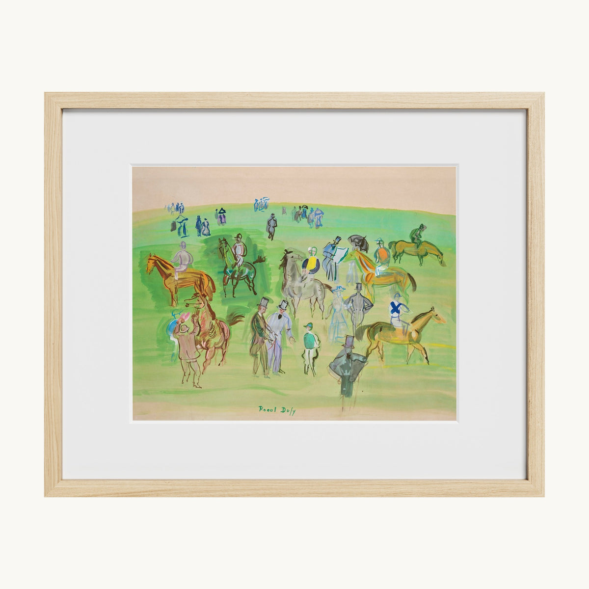 Chevaux et Jockeys sur la pelouse