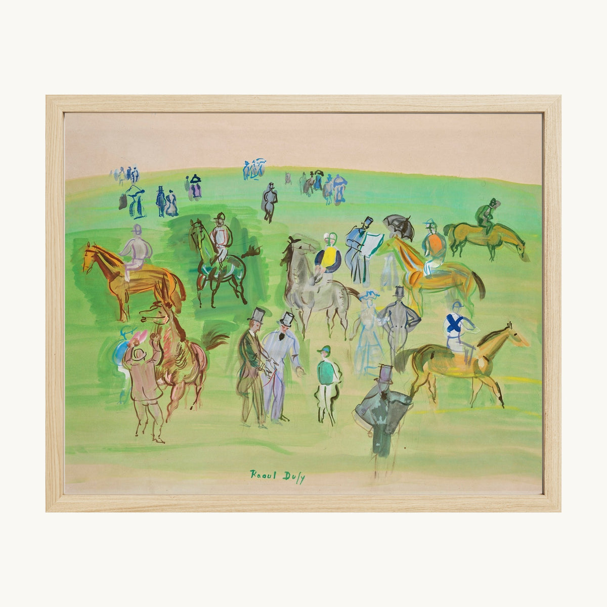 Chevaux et Jockeys sur la pelouse