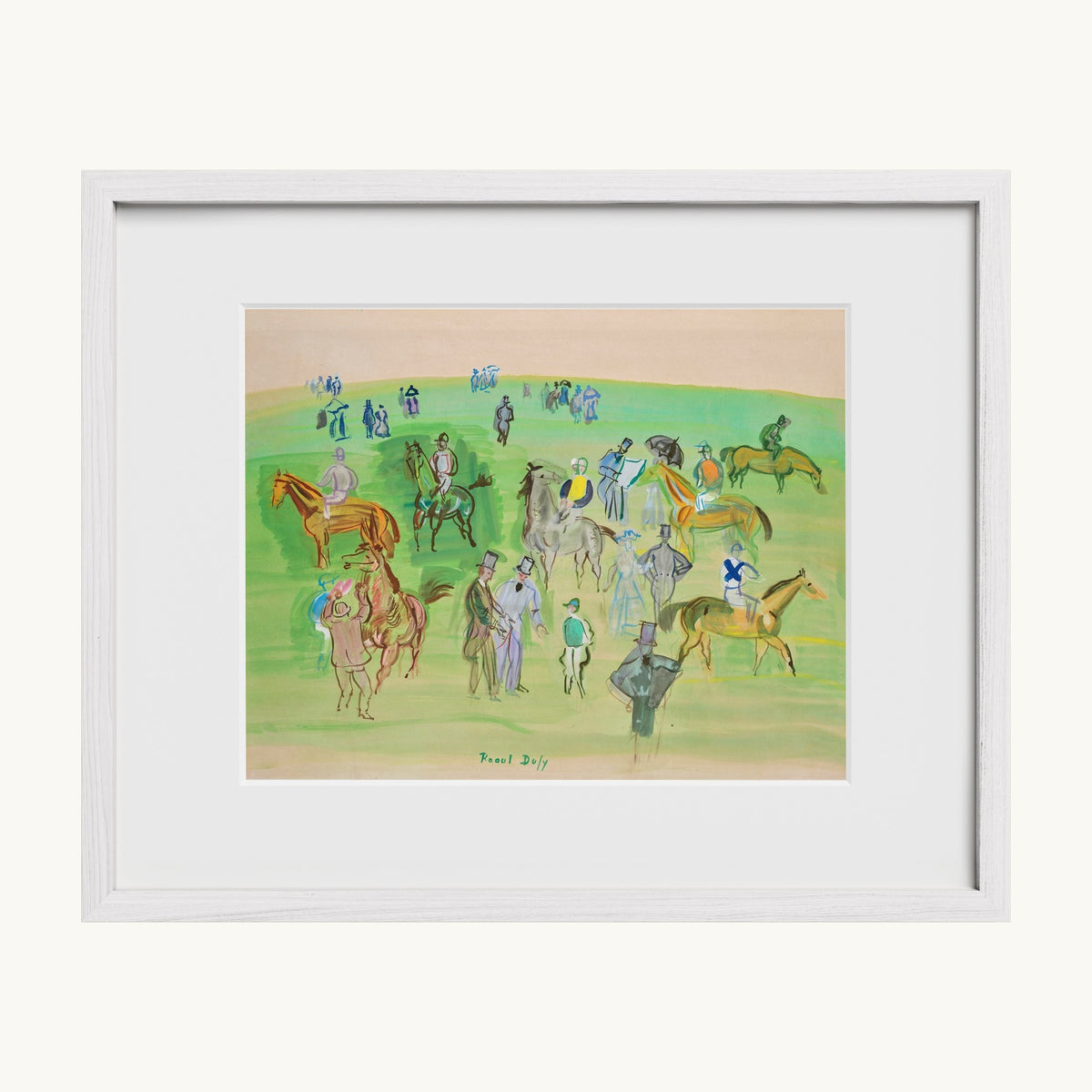 Chevaux et Jockeys sur la pelouse