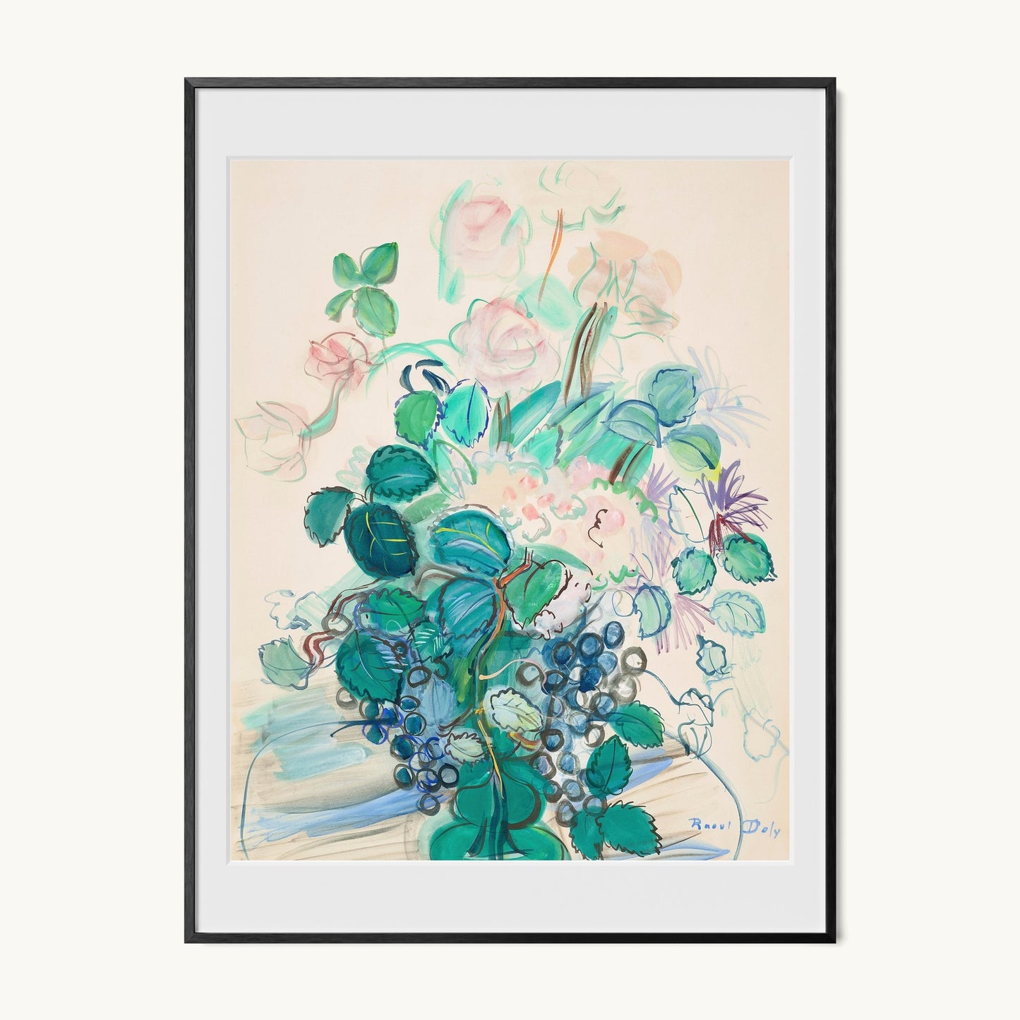 Bouquet à la grappe et aux roses