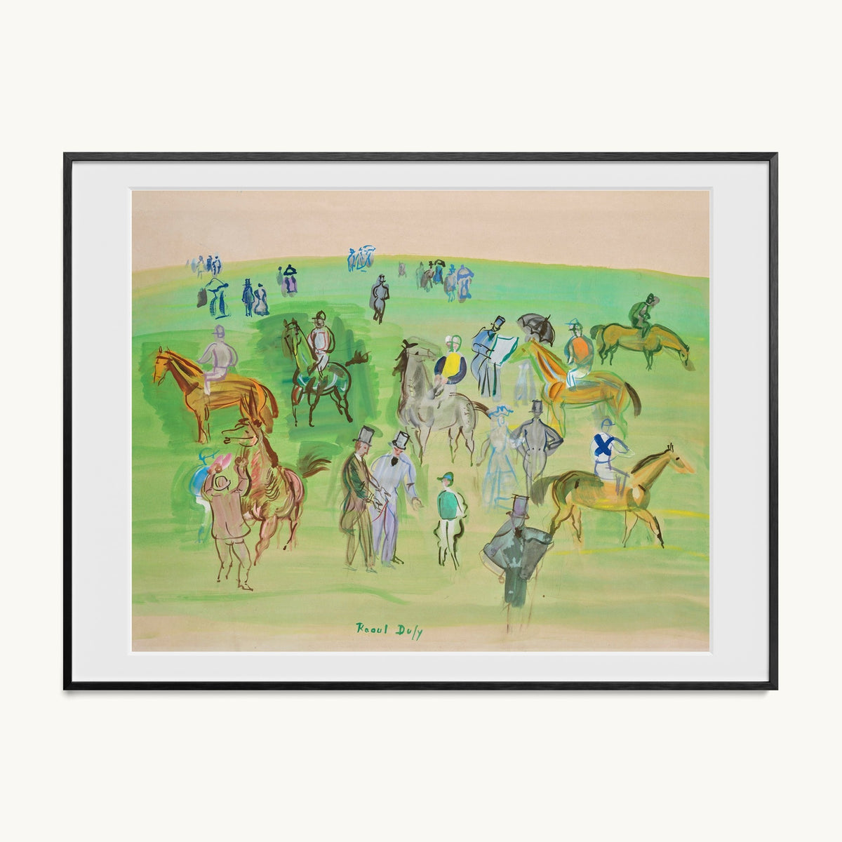 Chevaux et Jockeys sur la pelouse