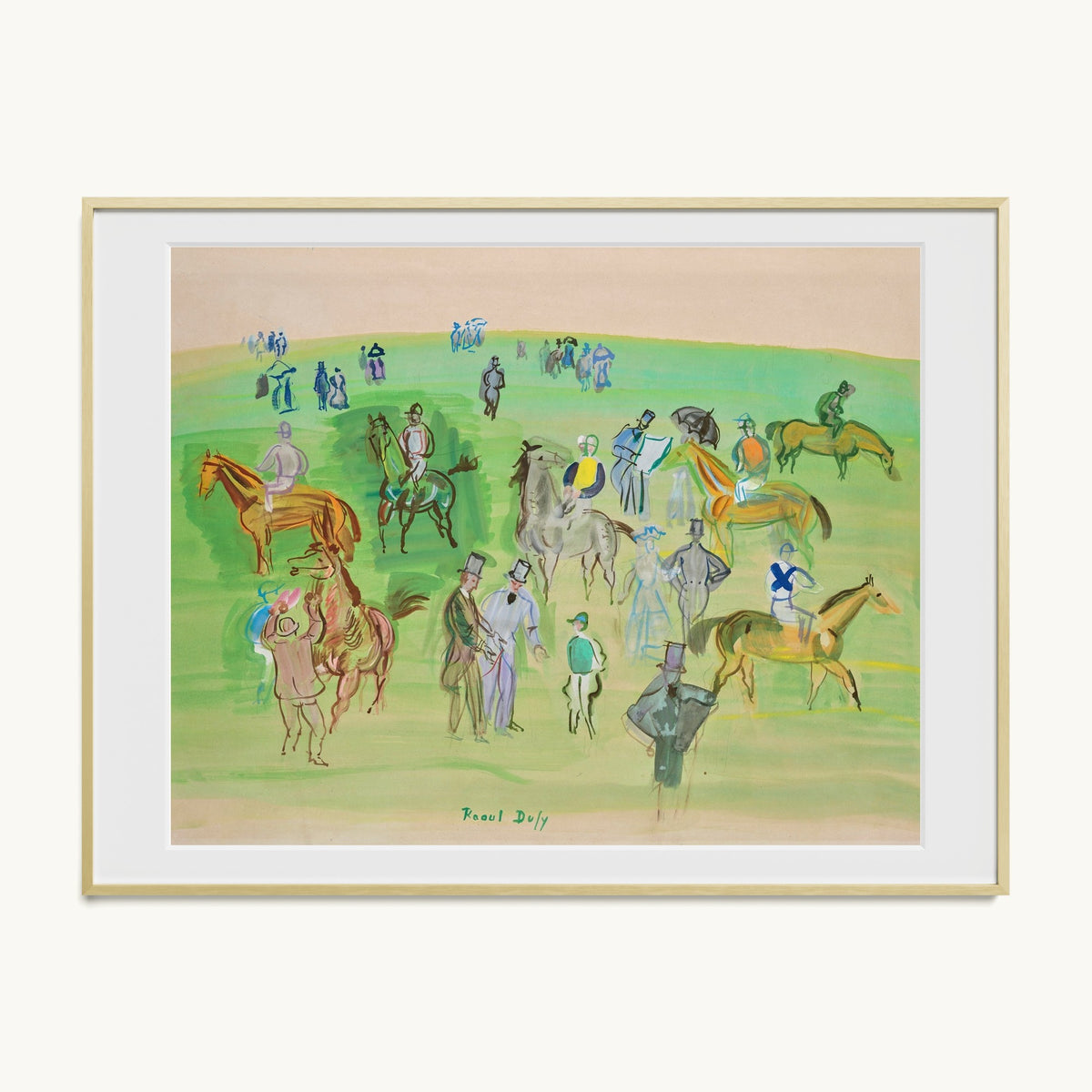 Chevaux et Jockeys sur la pelouse