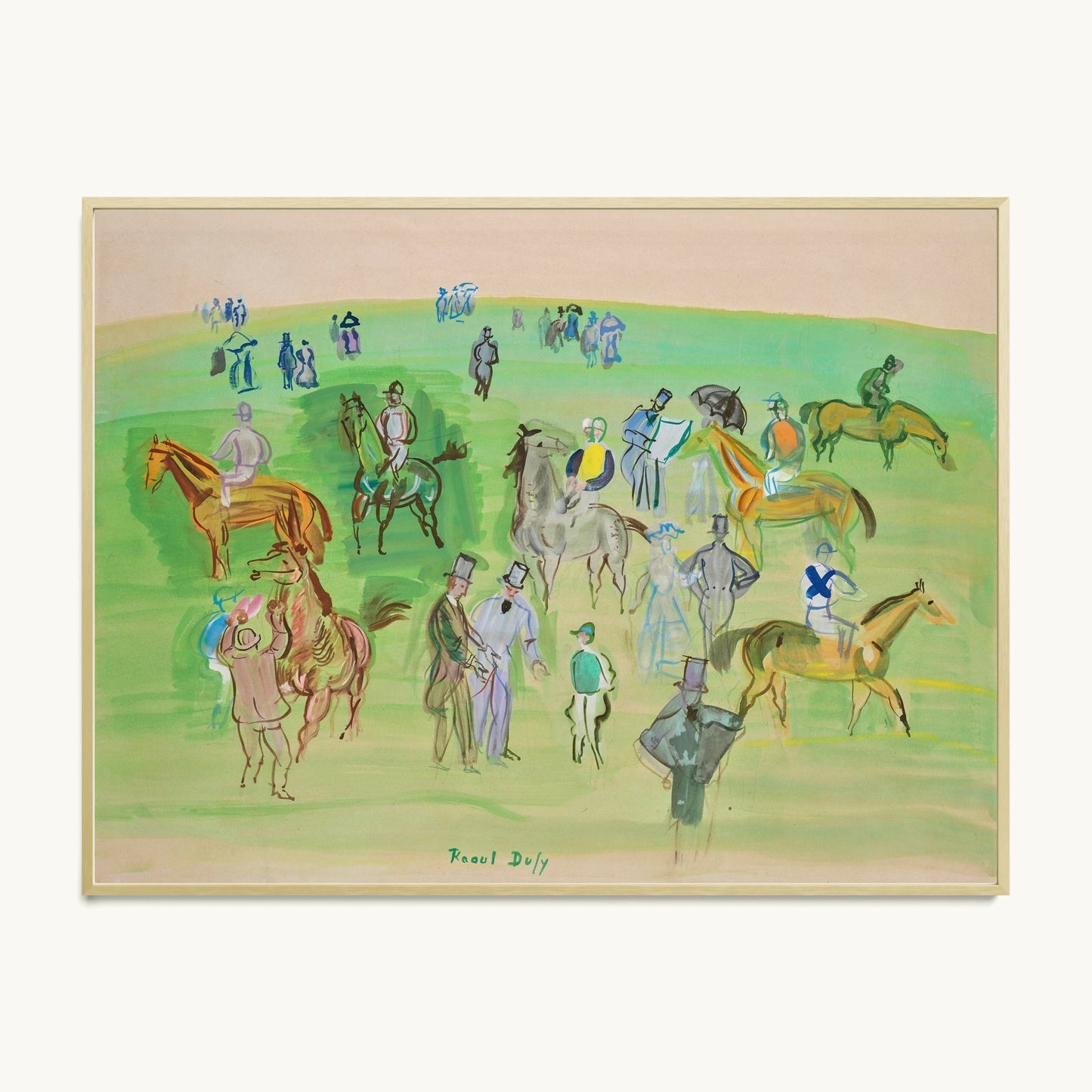 Chevaux et Jockeys sur la pelouse