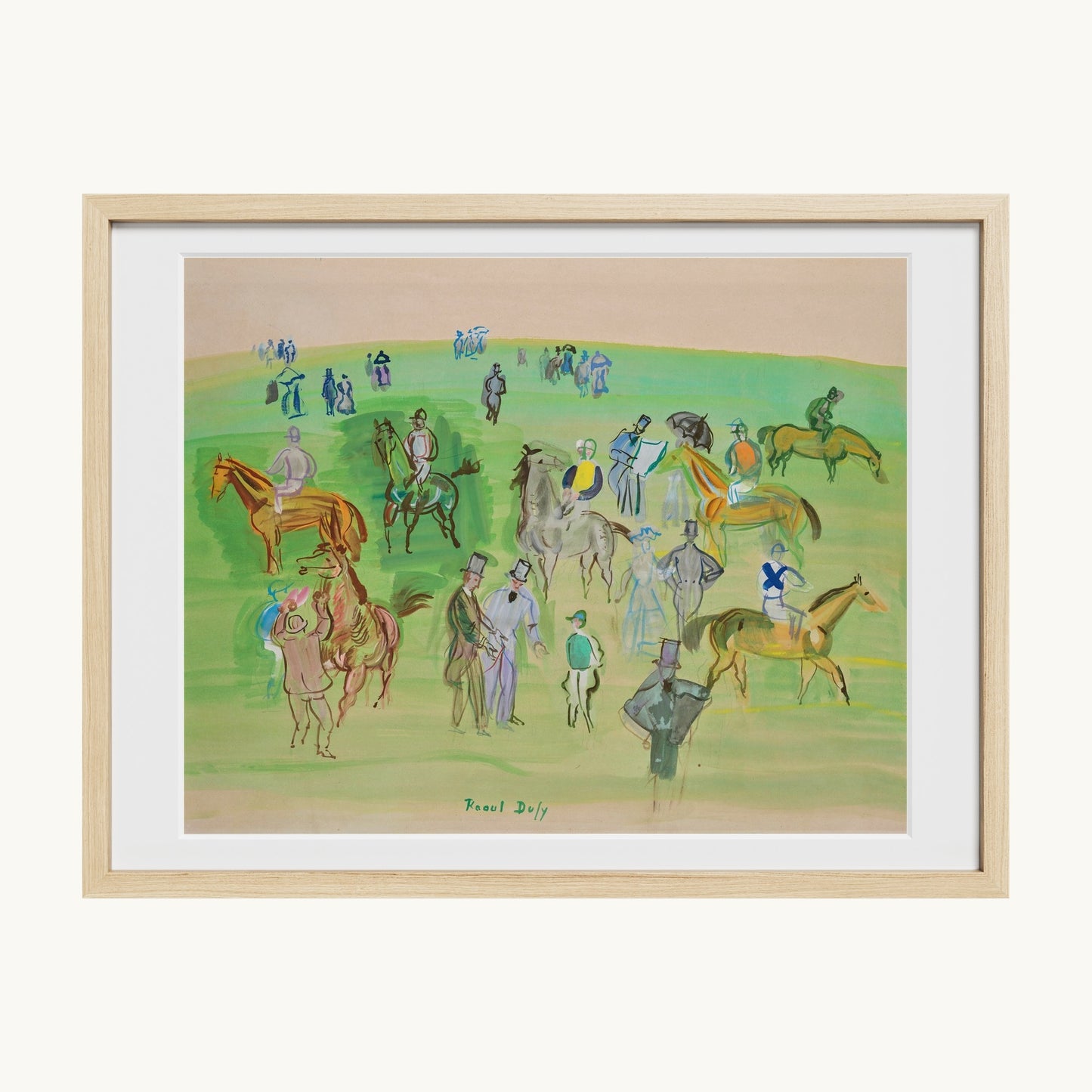 Chevaux et Jockeys sur la pelouse