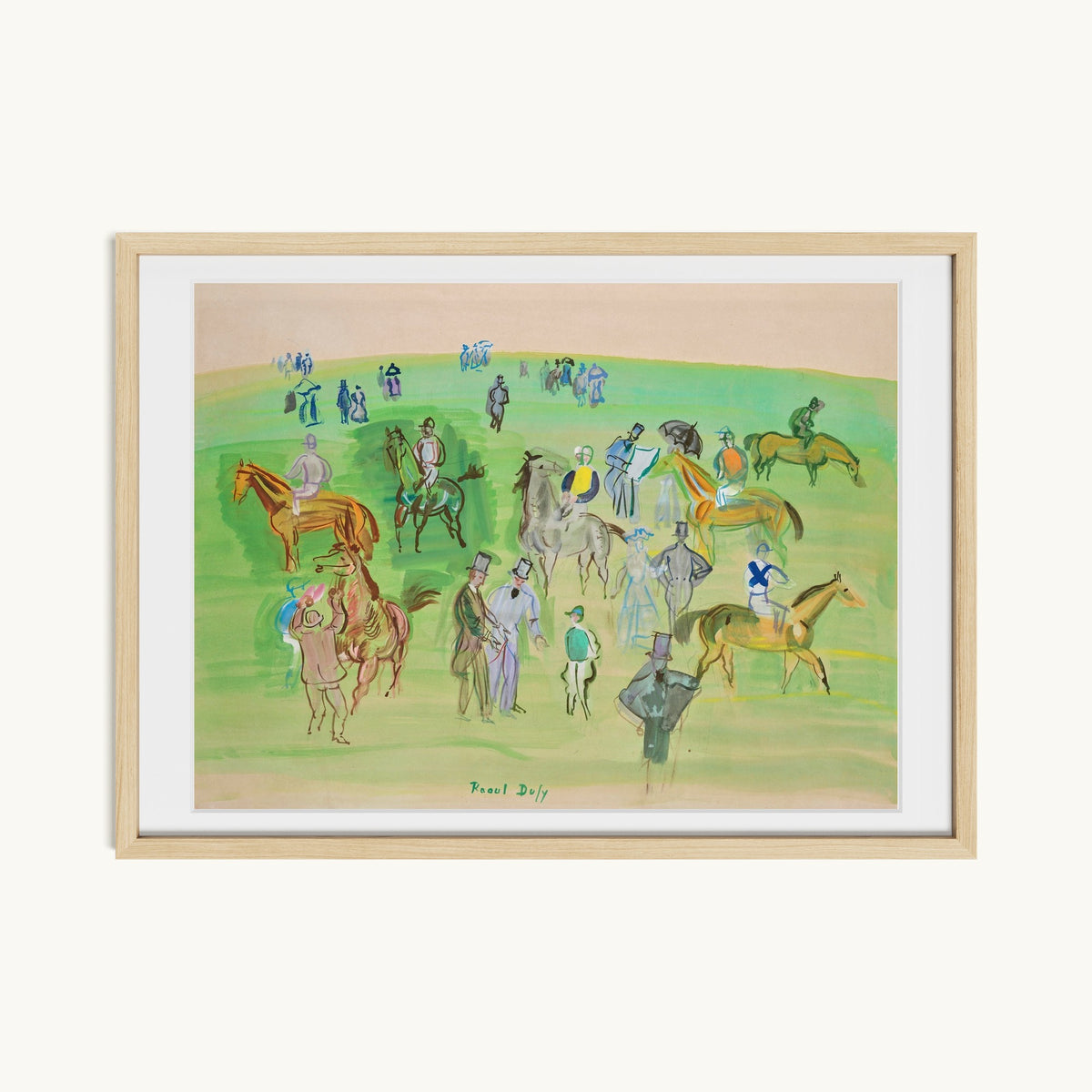 Chevaux et Jockeys sur la pelouse