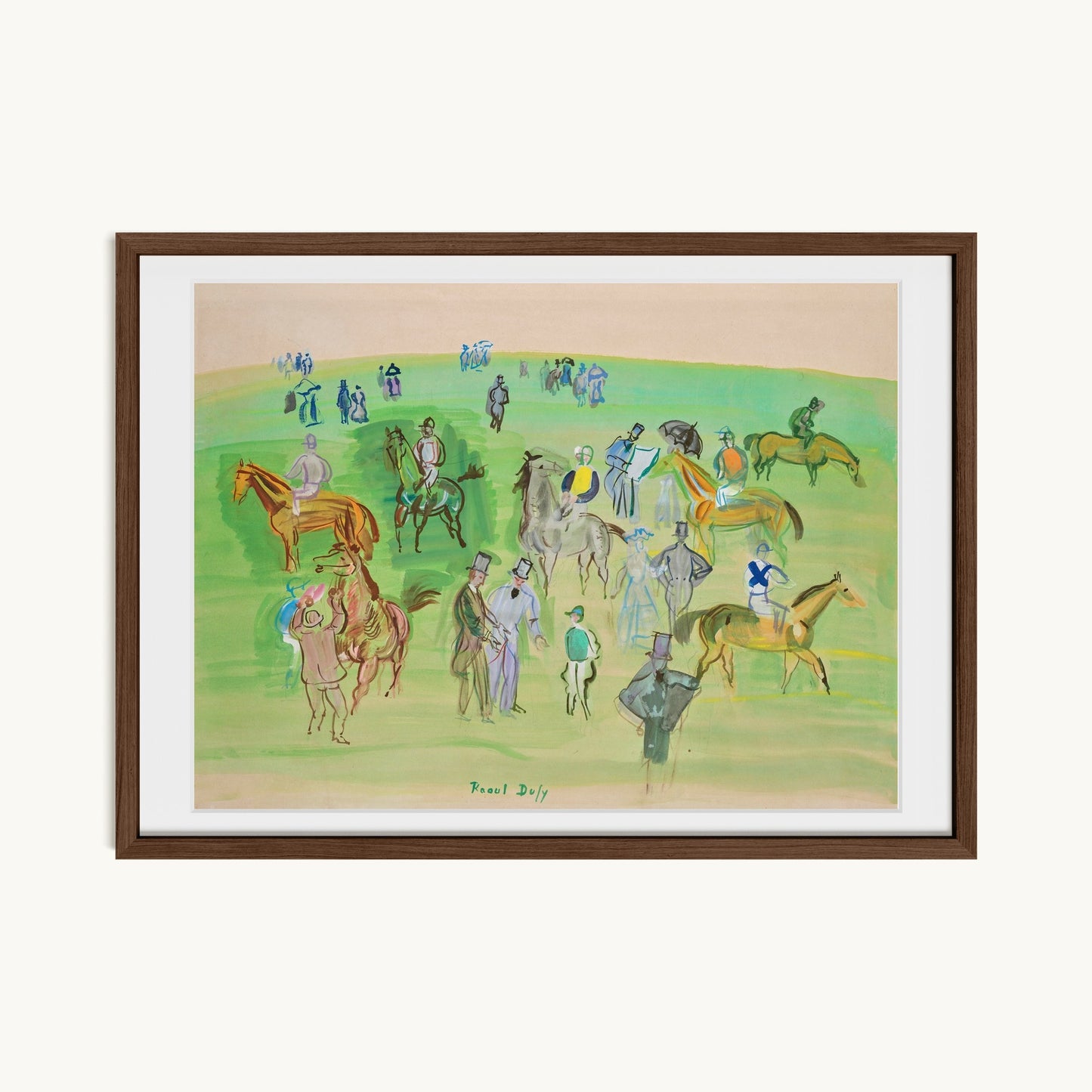 Chevaux et Jockeys sur la pelouse