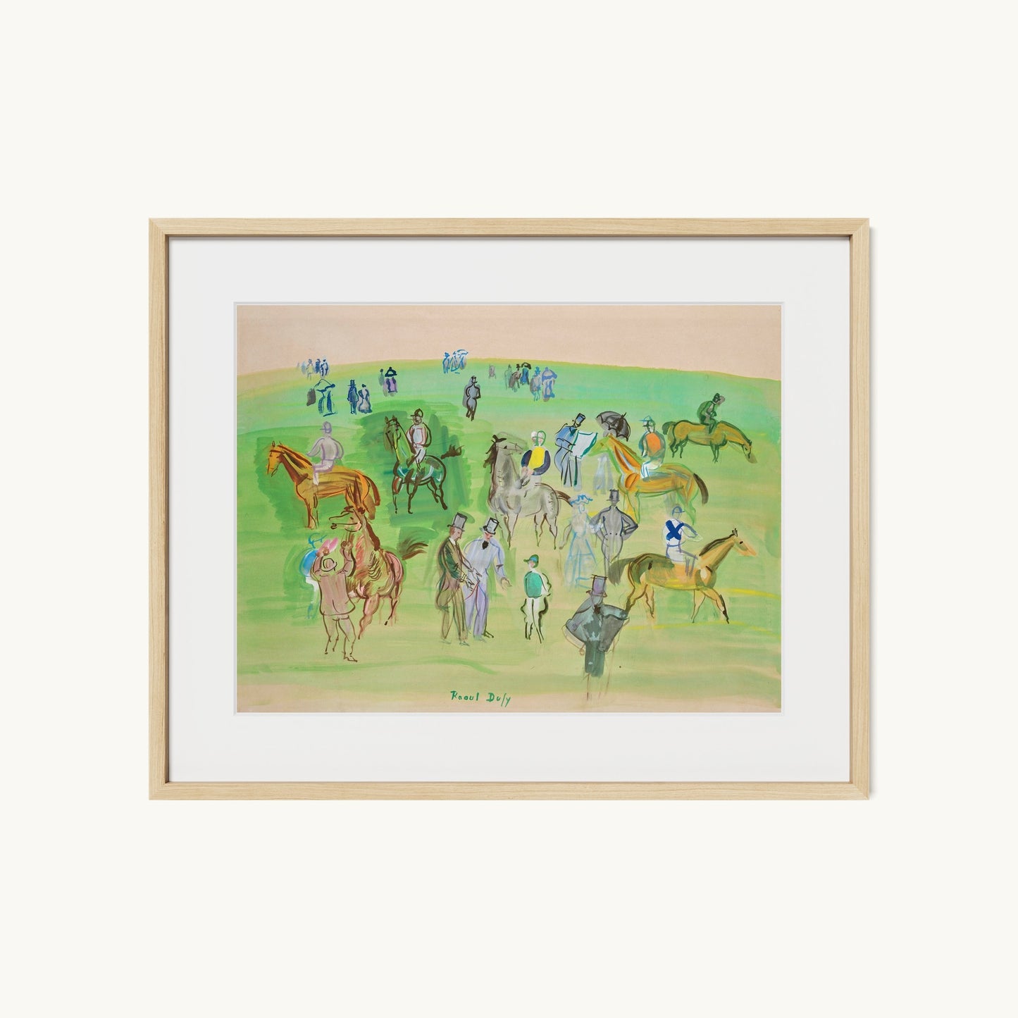 Chevaux et Jockeys sur la pelouse