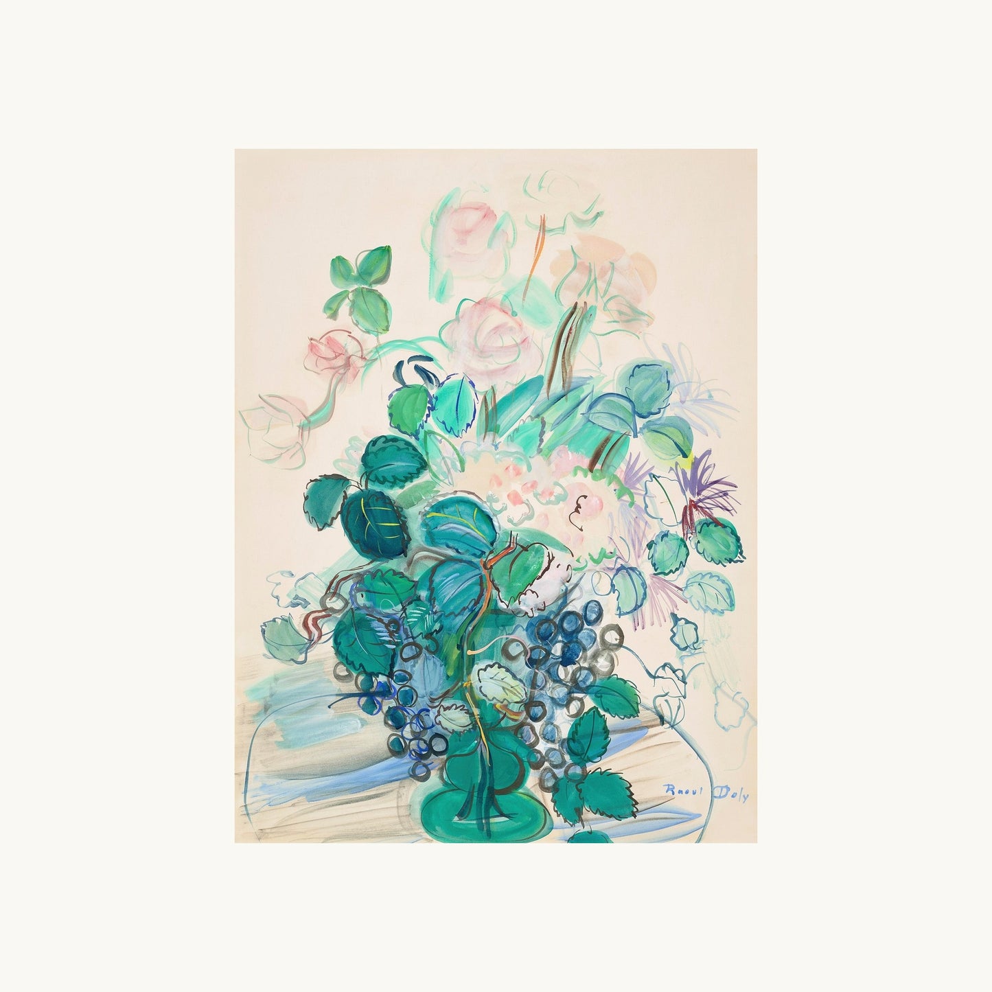 Bouquet à la grappe et aux roses