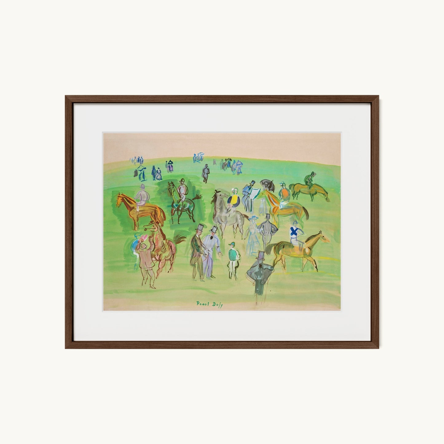 Chevaux et Jockeys sur la pelouse