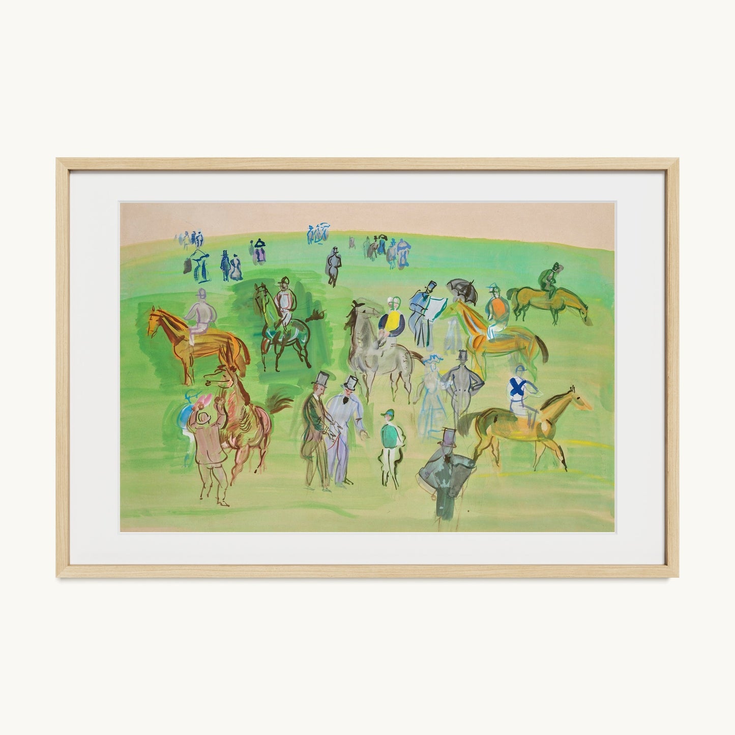 Chevaux et Jockeys sur la pelouse