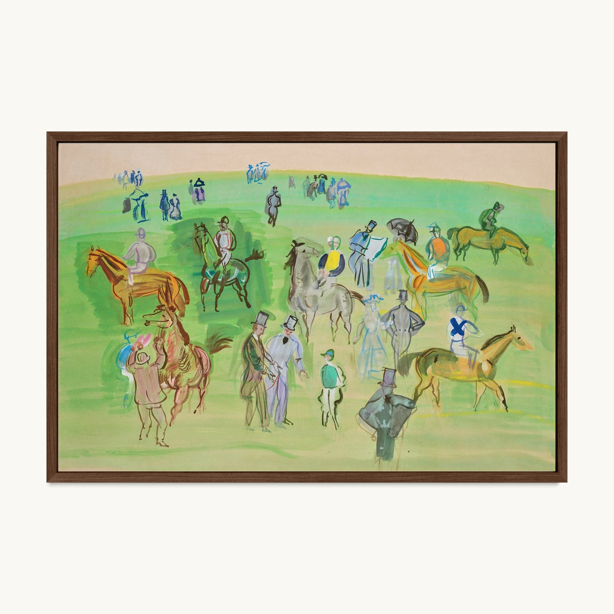 Chevaux et Jockeys sur la pelouse
