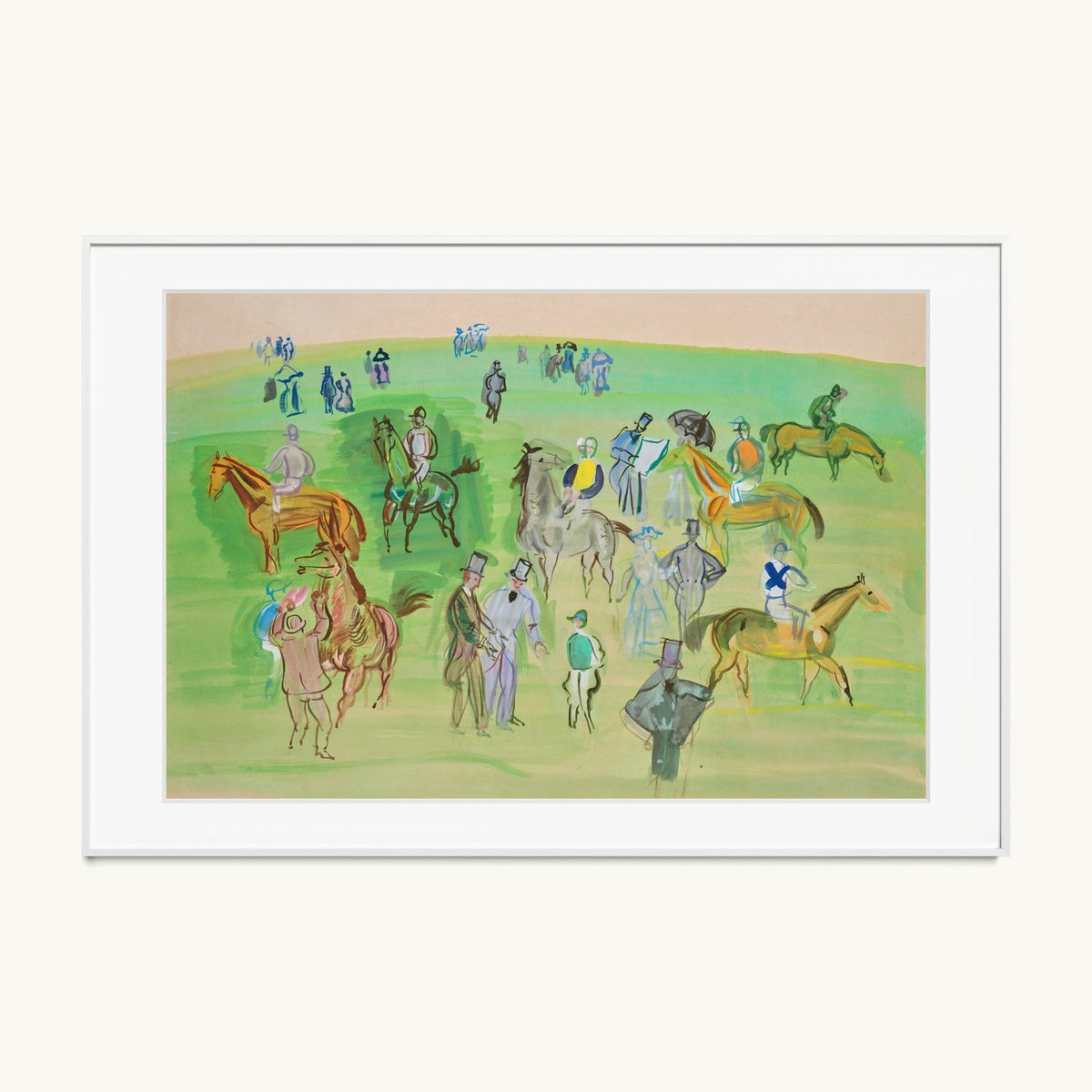 Chevaux et Jockeys sur la pelouse