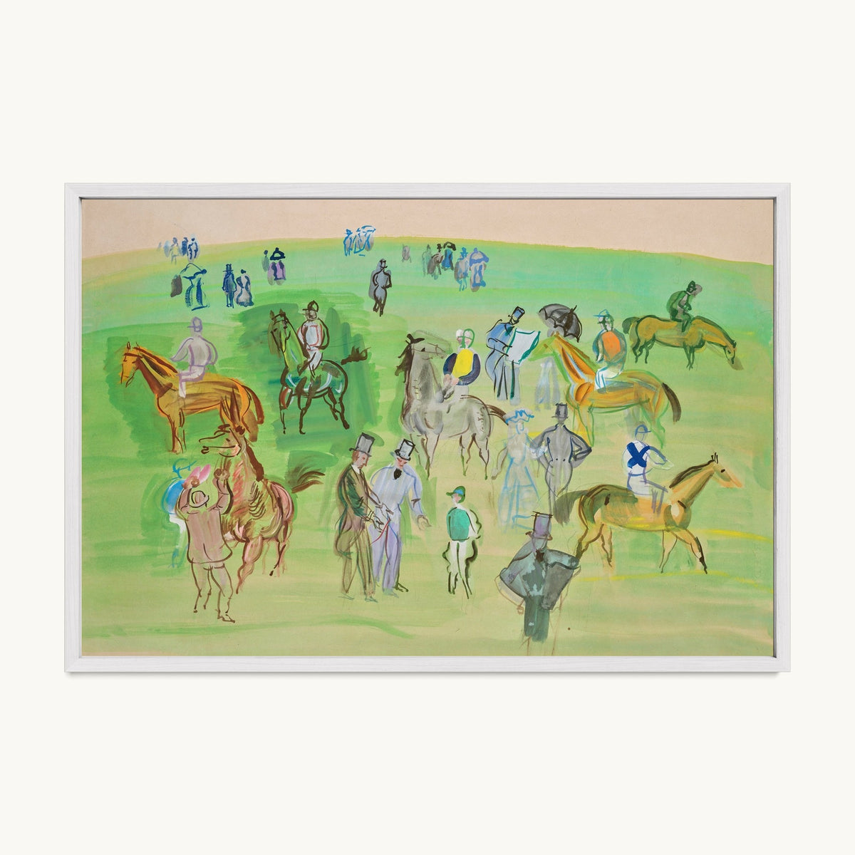 Chevaux et Jockeys sur la pelouse