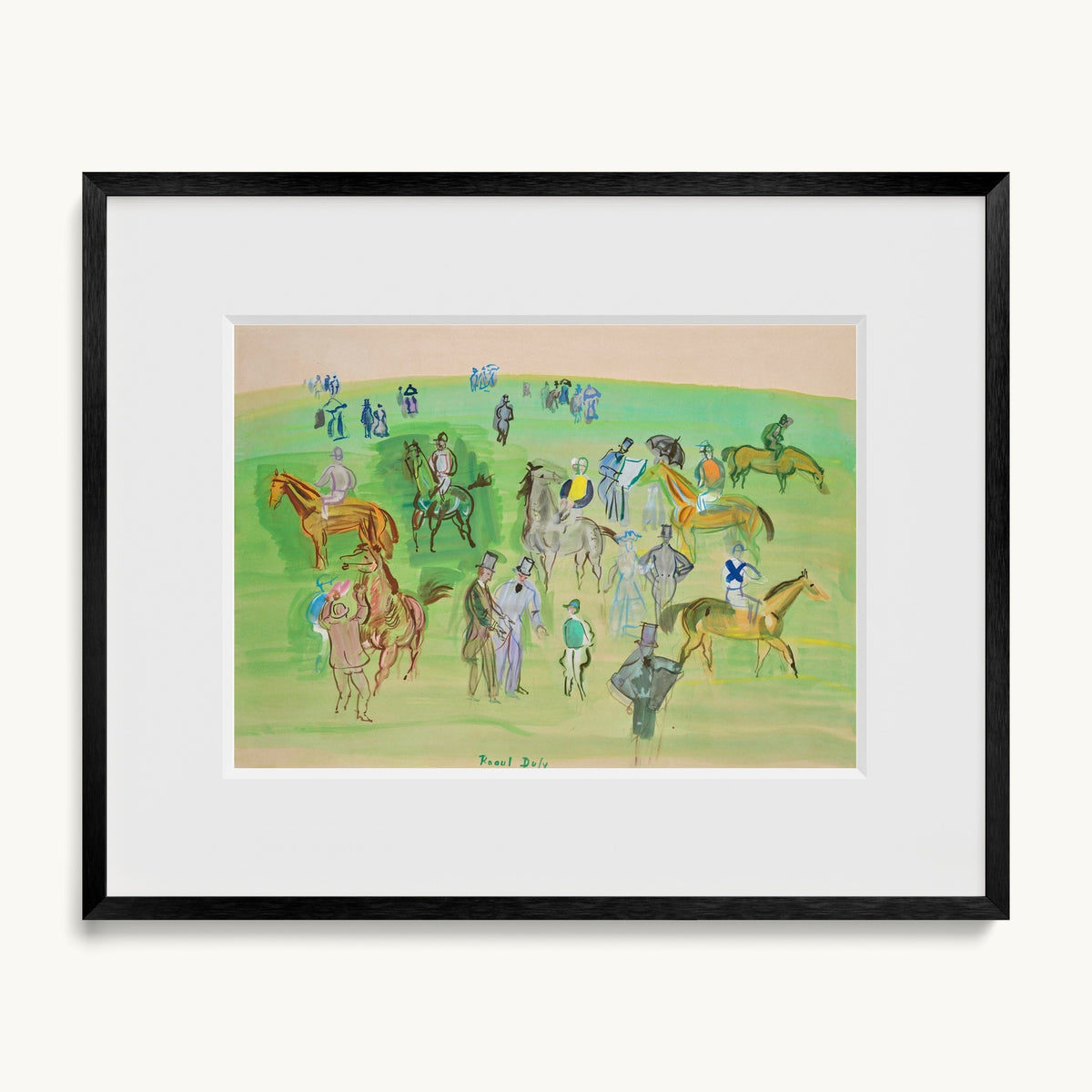 Chevaux et Jockeys sur la pelouse