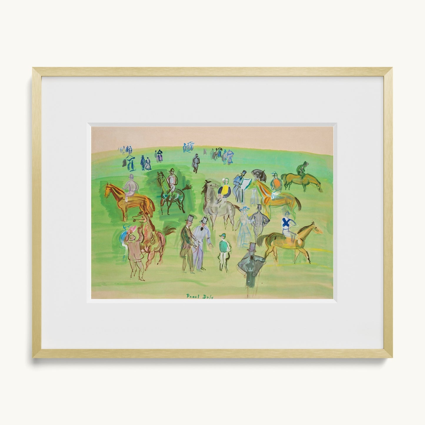 Chevaux et Jockeys sur la pelouse
