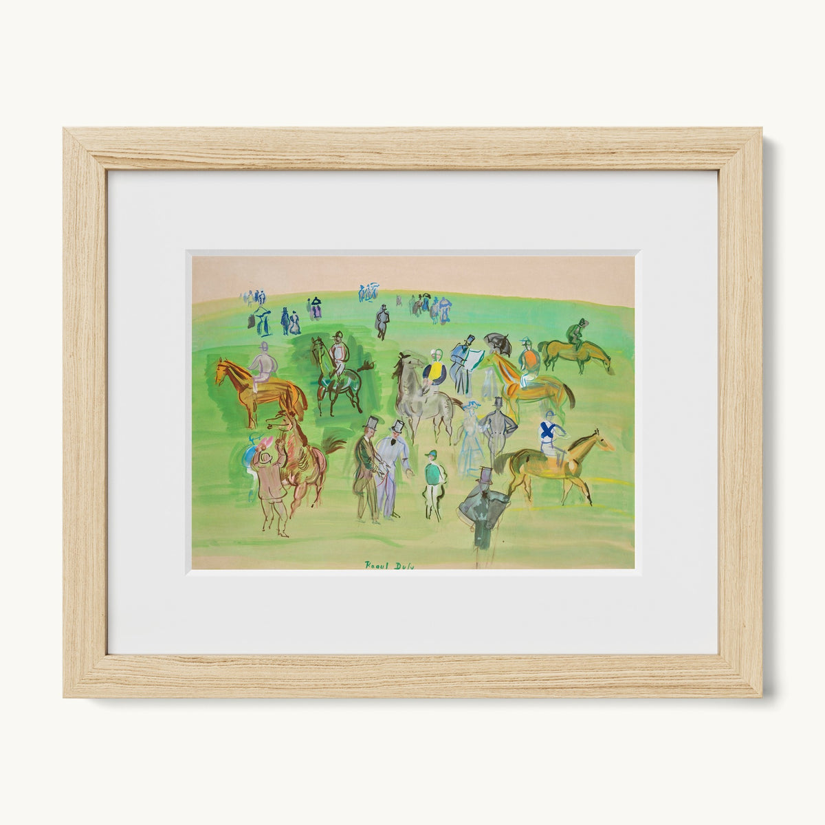 Chevaux et Jockeys sur la pelouse