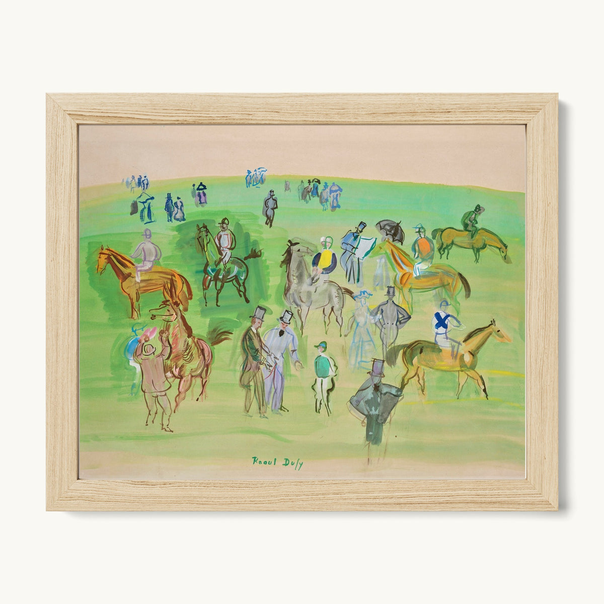 Chevaux et Jockeys sur la pelouse