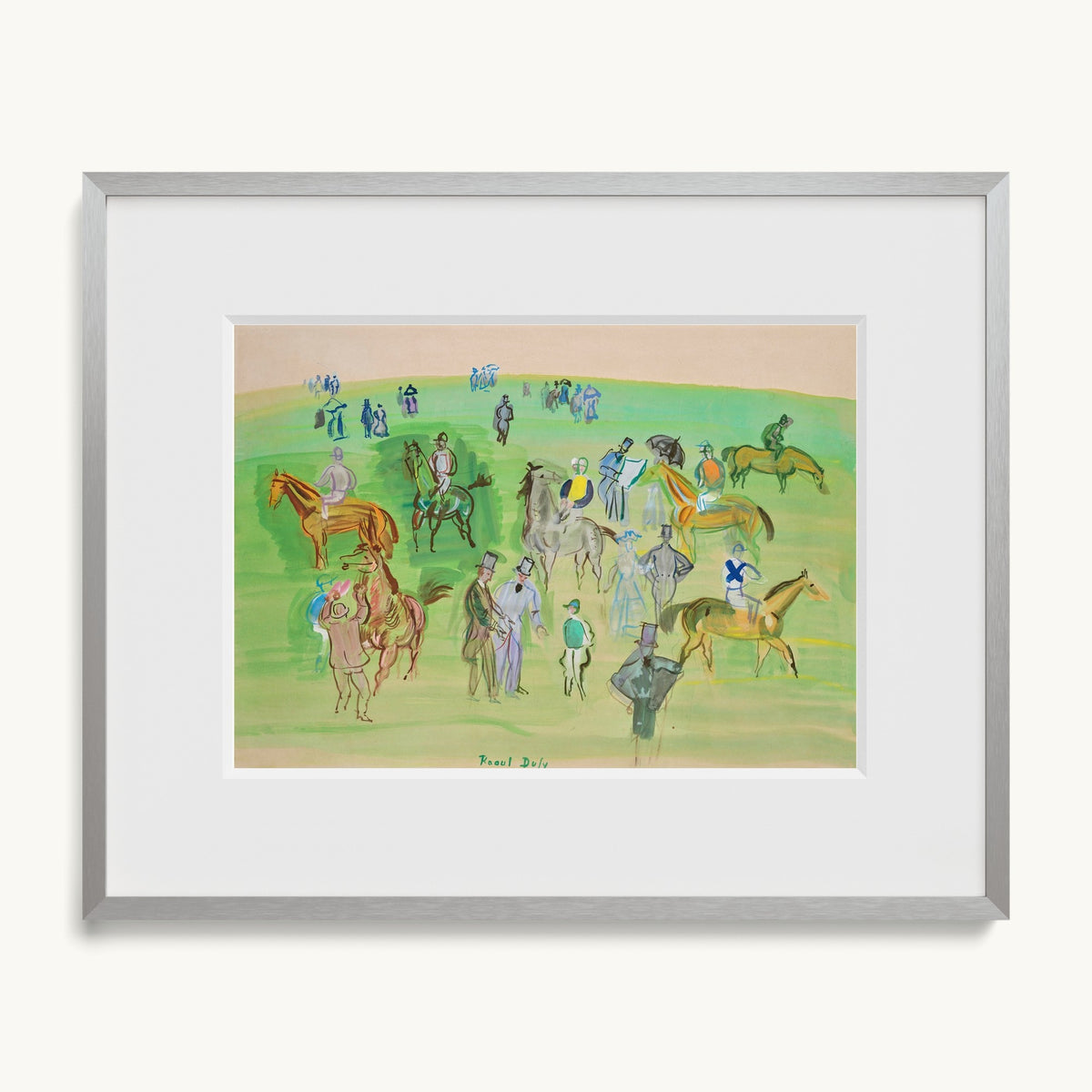 Chevaux et Jockeys sur la pelouse