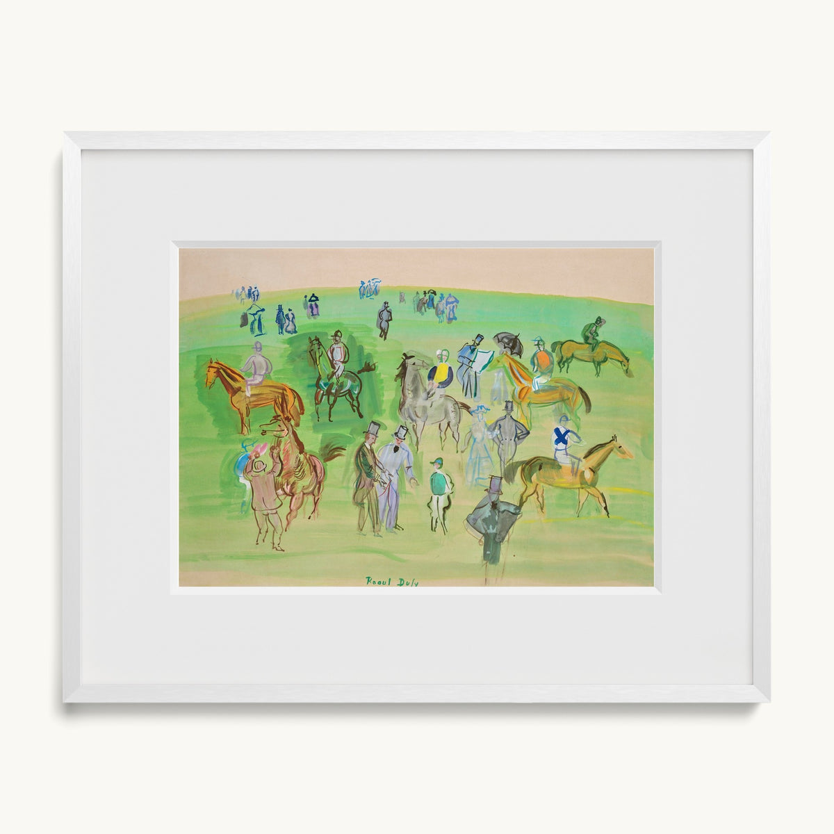 Chevaux et Jockeys sur la pelouse