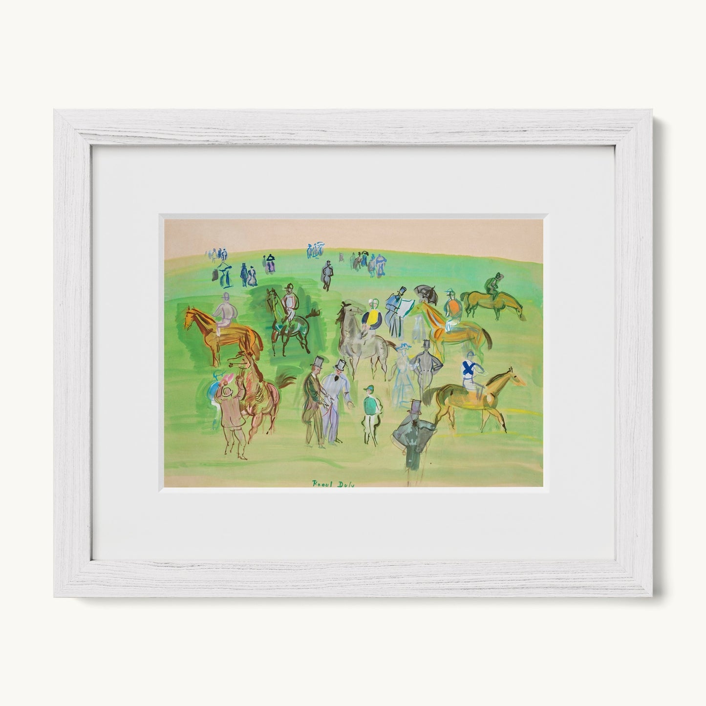 Chevaux et Jockeys sur la pelouse