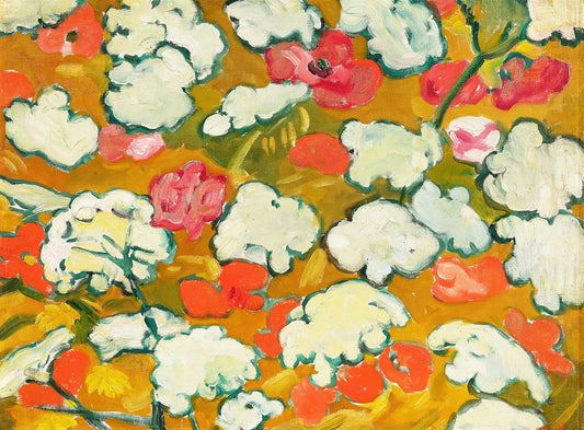 Coquelicots et fleurs blanches