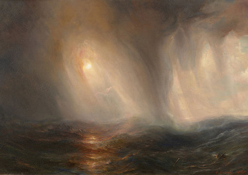 Effet de lumière au cœur d’une tempête en mer