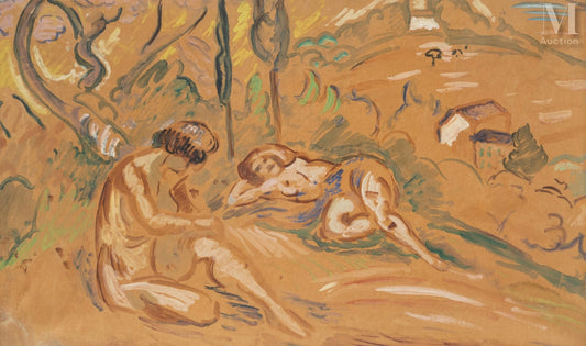 Deux femmes nues au bord de l'eau