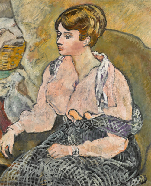 Jeune femme au chemisier rose