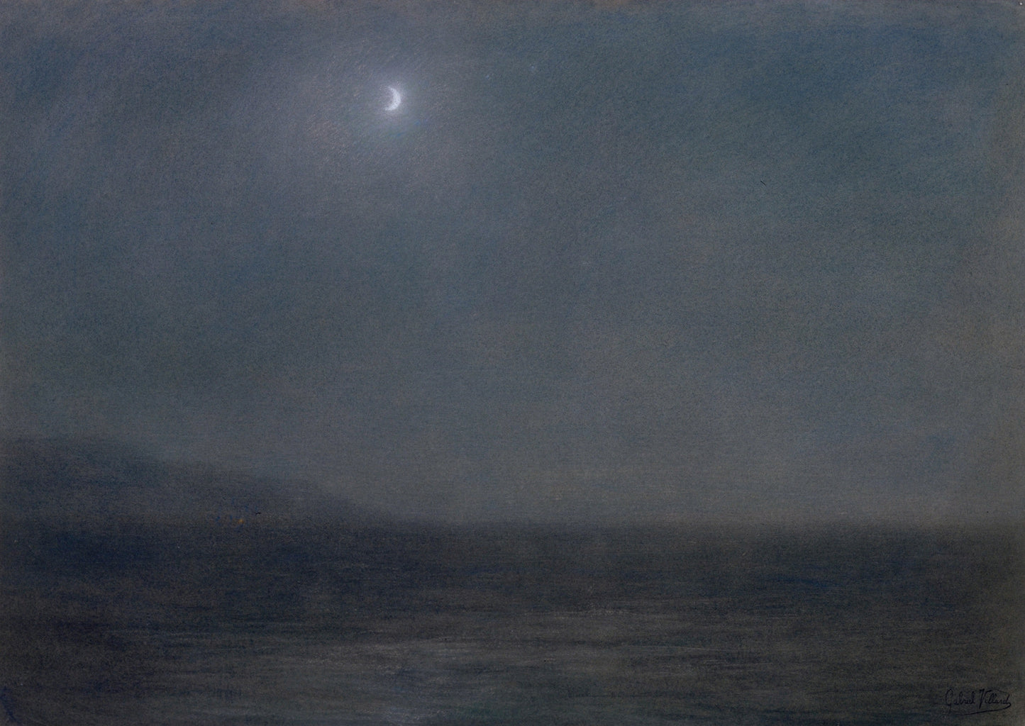 Night Landscape with Sky and Crescent Moon